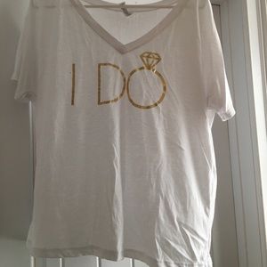 “I Do” wedding v-neck T-shirt.